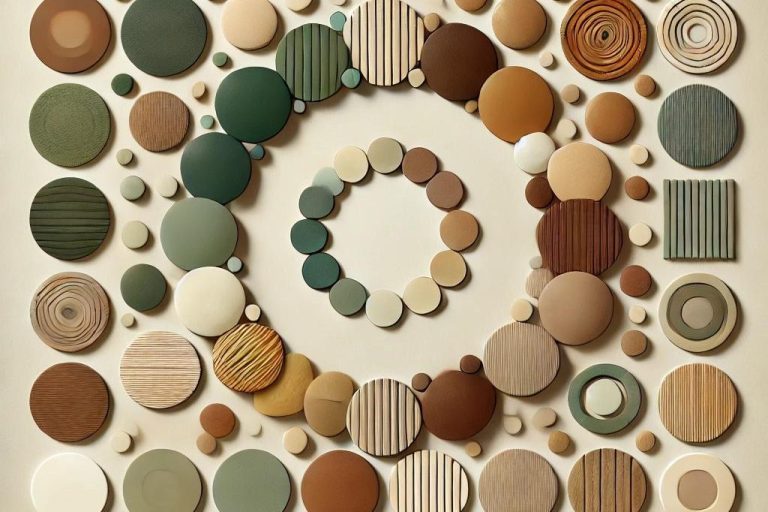 Paleta de colores del estilo mediterráneo por Suárez & Co. Interiorismo, mostrando tonos terracota, arena, blanco cálido, verde oliva y azul profundo en una disposición minimalista y armoniosa.
